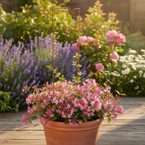 Artículo Enrejado, ayuda para trepar, elemento decorativo curvo para macizos de flores y macetas, 75 cm