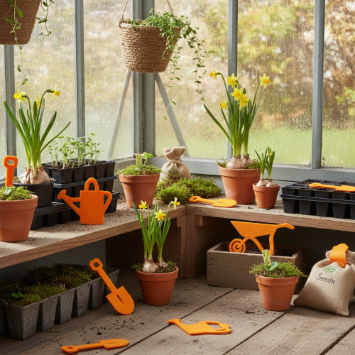 Herramienta de jardín fieltro naranja 24 piezas | Floristik24.es