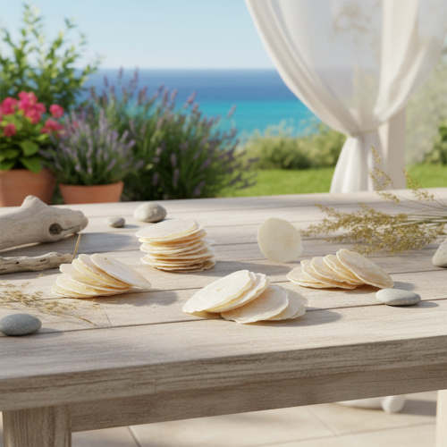 Artículo Láminas de concha de capiz en conchas de oro natural, 60 piezas