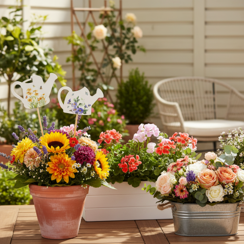 Artículo Estacas decorativas para regaderas, ideales para ramos de flores y decoración floral de balcones, 34 cm, 12 unidades.