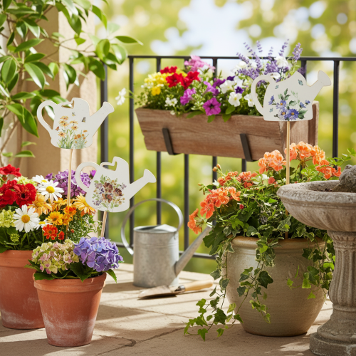 Artículo Estacas decorativas para regaderas, ideales para ramos de flores y decoración floral de balcones, 34 cm, 12 unidades.