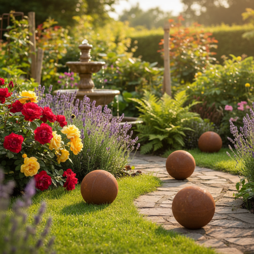 Artículo Esfera de jardín, adorno decorativo para el césped, elemento decorativo atemporal para el jardín, 10 cm, 4 piezas