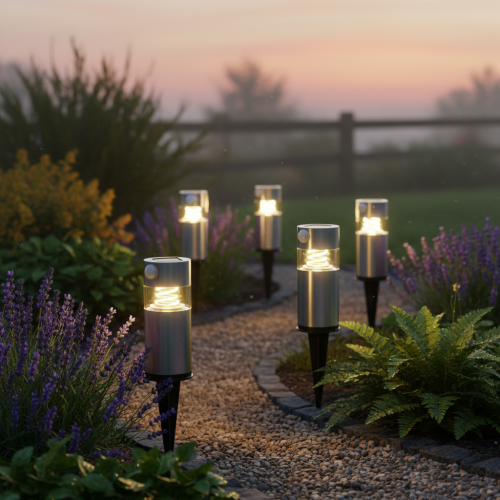 Lámpara solar de jardín con estaca para el suelo e iluminación LED, 34 cm | Floristik24.es