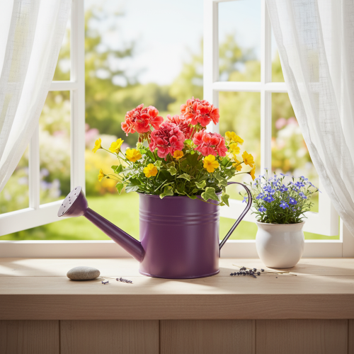 Regadera decorativa, maceta de metal morado, Ø13,5 cm H12,5 cm | Floristik24.es