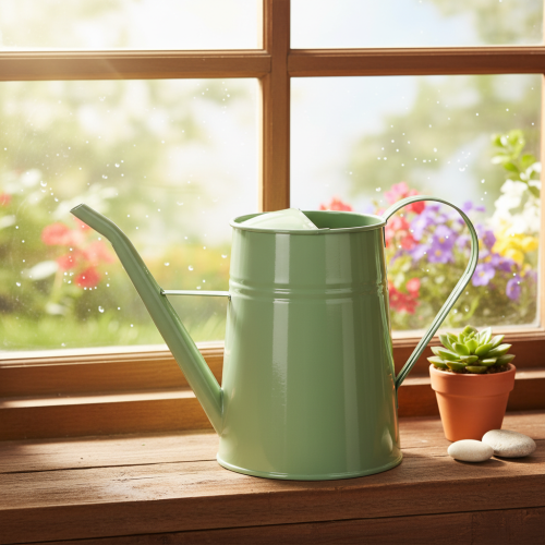 Regadera de metal vintage para interiores, verde menta, 1,7 L, jarrón decorativo, diseño retro, 23 cm de alto. | Floristik24.es