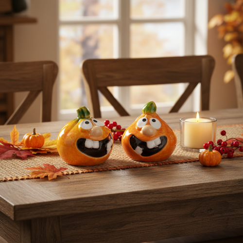 Figura decorativa de calabaza, ideal para decorar en otoño, 6 cm, 2 unidades. | Floristik24.es