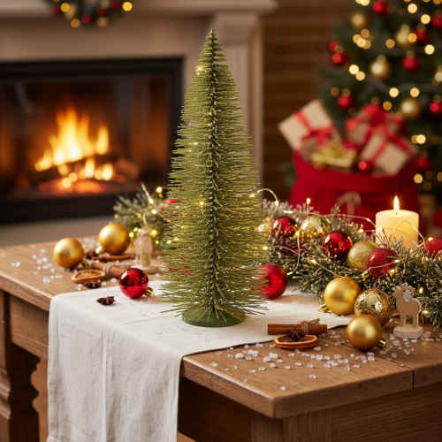 Árbol de Navidad artificial verde con soporte para decoración de mesa, 90 cm. | Floristik24.es