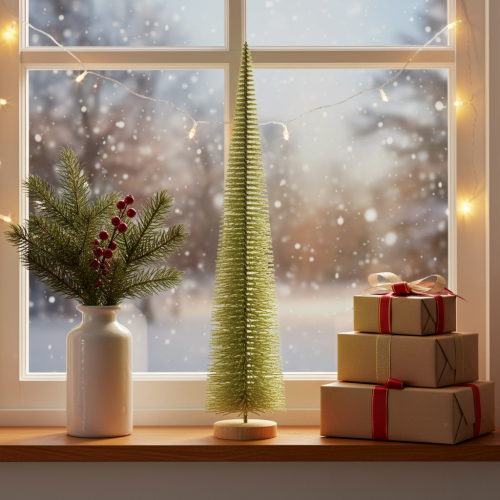 Árbol de Navidad artificial, árbol decorativo sobre base de madera, 60 cm. | Floristik24.es