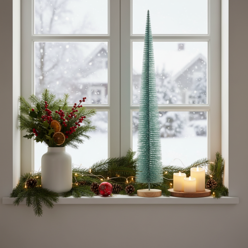 Artículo Árbol de Navidad artificial, árbol decorativo, diseño delicado con base de madera, 80 cm.