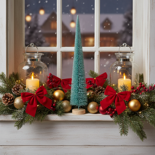 Árbol de Navidad artificial, delgado, con base de madera, 40 cm. | Floristik24.es