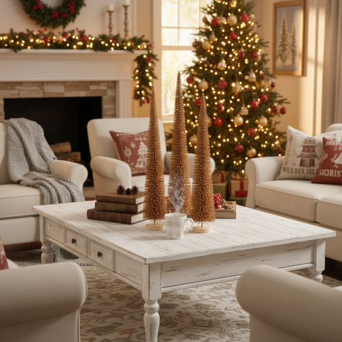Adorno artificial para árbol de Navidad, delgado, con base de madera, 40 cm, 3 piezas | Floristik24.es