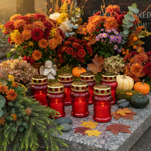 Vela funeraria para decoración otoñal de tumbas para el Día de Todos los Santos y el Domingo de Muertos, 13 cm, 8 unidades | Floristik24.es