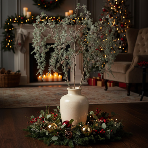 Rama de pino artificial con piñas, rama de pino decorativa, artificial, 80 cm, 3 piezas | Floristik24.es