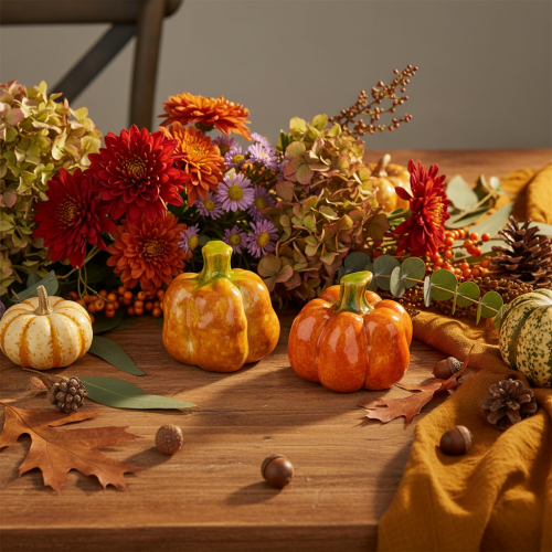 Calabazas decorativas para la decoración de mesa otoñal, 6 cm, 2 unidades | Floristik24.es