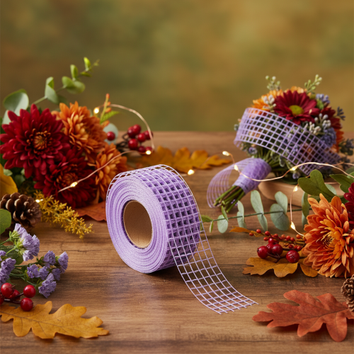 Cinta de malla morada, 4,5 cm de ancho, rollo de cinta decorativa para manualidades creativas, 10 m | Floristik24.es