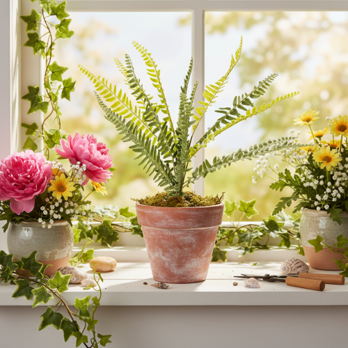 Rama de helecho artificial, planta verde artificial para decoración, 45 cm | Floristik24.es