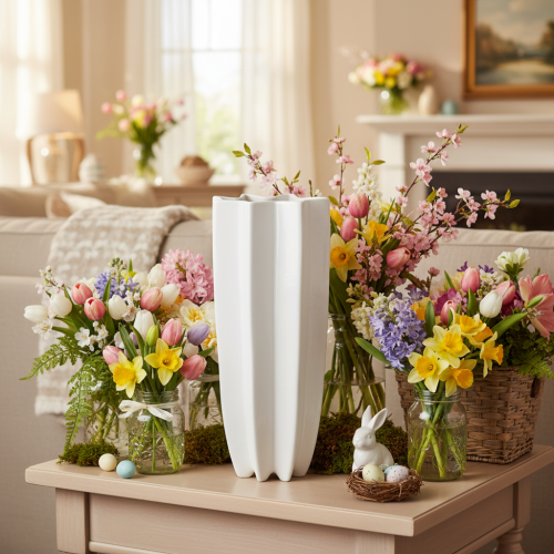 Jarrón de flores estriado, jarrón decorativo moderno de 38 cm. | Floristik24.es