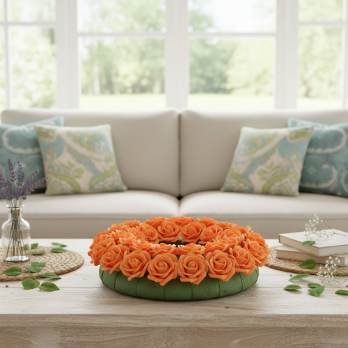 Rosa artificial naranja, flor de 5 cm, individual, 100 unidades | Floristik24.es