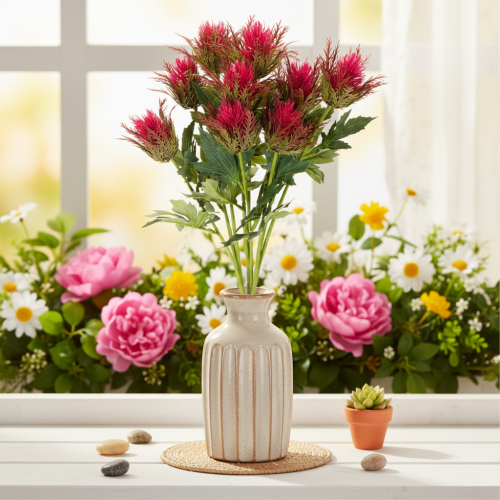 Rama de cardo rojo artificial para decoración, 67 cm, 3 piezas | Floristik24.es