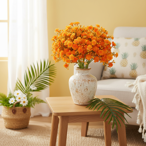 Rama artificial de paniculata naranja para arreglos florales, 30 cm, 10 unidades. | Floristik24.es