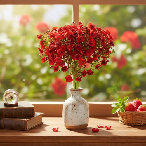 Paniculata artificial, roja, ramo como decoración floral, 30 cm, 10 unidades | Floristik24.es