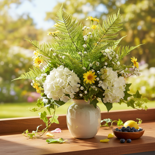 Rama de helecho artificial, planta verde decorativa para arreglos florales, 80 cm. | Floristik24.es