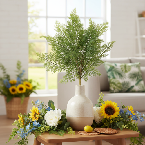 Rama de helecho artificial, con varias ramas, verde, 68 cm. | Floristik24.es