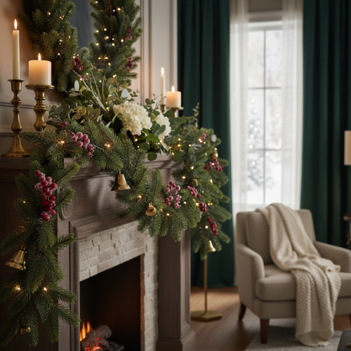 Guirnalda artificial de abeto verde para decoración festiva, 200 cm | Floristik24.es