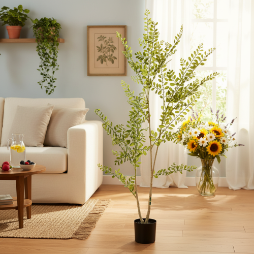 Planta artificial en maceta, 130 cm de altura, verde, decorativa. | Floristik24.es