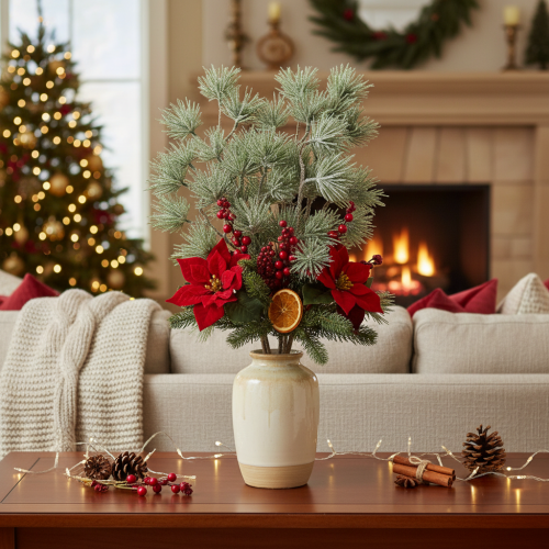 Rama artificial de abeto, rama grande de pino para decoración invernal, 55 cm, 3 piezas | Floristik24.es