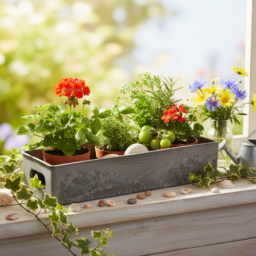 Bandeja rectangular compacta, de uso versátil para decoración y plantación, 23 cm. | Floristik24.es