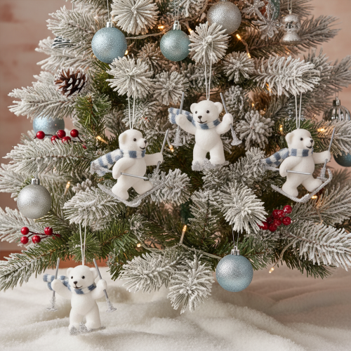 Colgante de oso polar esquiando con bufanda para colgar, 10 cm, 2 piezas | Floristik24.es
