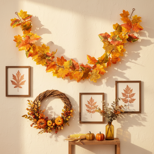 Guirnalda artificial de arce, decoración otoñal, 165 cm | Floristik24.es