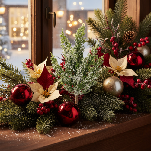 Rama de pino cubierta de nieve artificial para arreglos florales y decoraciones de Adviento, 40 cm, 3 unidades. | Floristik24.es