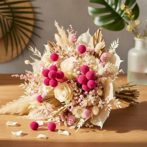 Ramo de flores secas Craspedia para floristería, 55 cm, 20 unidades. | Floristik24.es