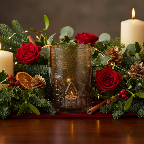 Portavelas de cristal para velas pequeñas, ideal para decoración de mesa, 23 cm. | Floristik24.es