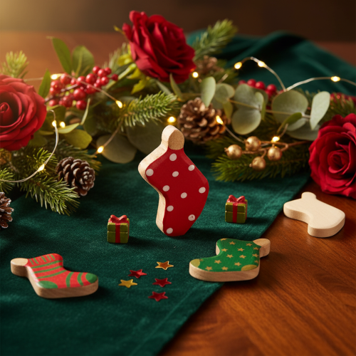 Calcetines de lunares, decoración navideña para la mesa, 6 cm, 8 unidades | Floristik24.es