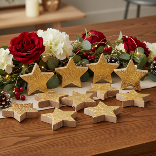 Estrella decorativa brillante para decoración de mesa, 5 cm, 9 unidades | Floristik24.es
