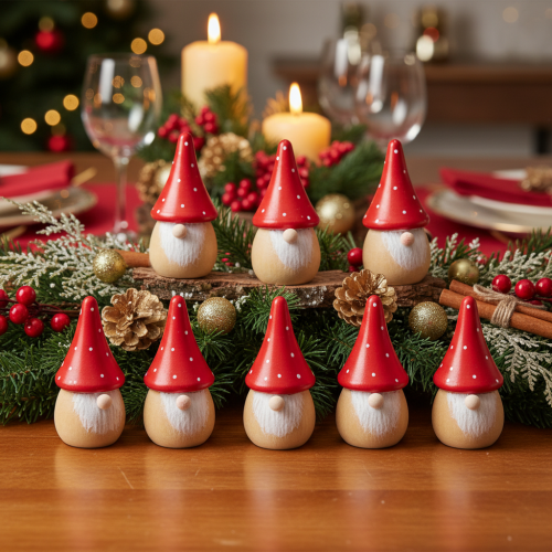 Mini figura de gnomo, decoración de mesa con amanita muscaria, 10 cm, 6 unidades | Floristik24.es