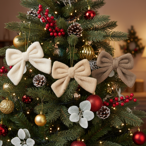 Lazo decorativo de felpa con colgador, 16 cm, 3 unidades | Floristik24.es