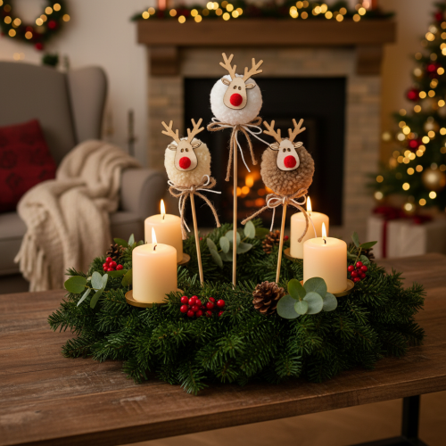 Pinzas decorativas de reno con pompones para Navidad, 24 cm, 12 unidades | Floristik24.es