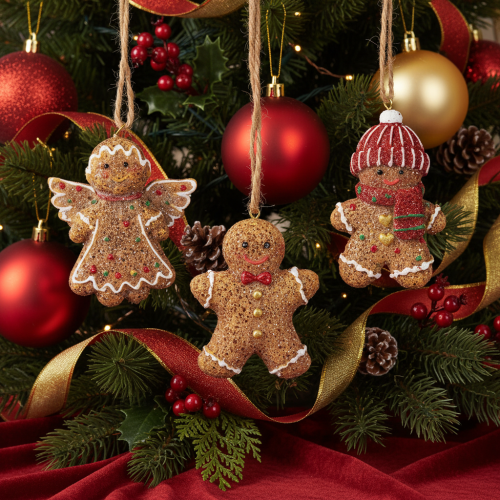 Adornos colgantes decorativos, figuras artificiales de pan de jengibre, 7 cm, 3 piezas | Floristik24.es