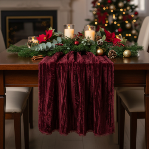 Camino de mesa decorativo de cinta de terciopelo y manualidades, 25 cm x 2 m | Floristik24.es