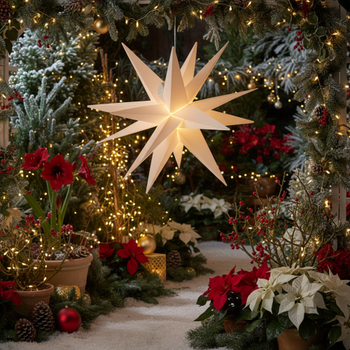 Estrella LED navideña blanca cálida con temporizador para exteriores, 60 cm | Floristik24.es