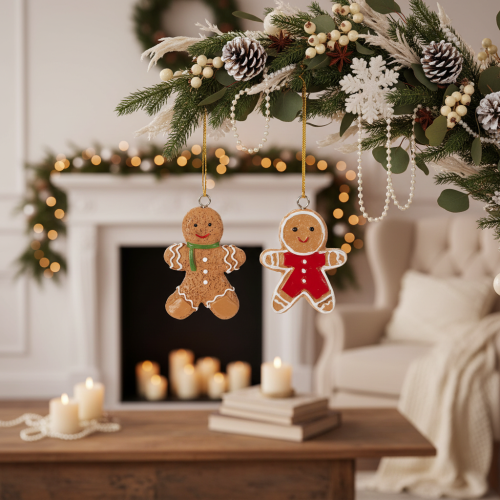 Adornos decorativos de hombrecitos de jengibre para árboles de Navidad, 6 cm, 12 unidades | Floristik24.es