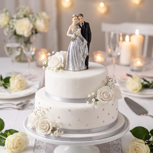 Pareja de aniversario de bodas de plata 10 cm | Floristik24.es