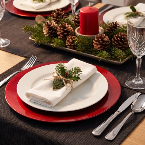 Plato de plástico Ø33cm rojo-negro | Floristik24.es