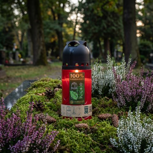 Vela para Tumba Roja ICP Vela Conmemorativa Compostable Al. 20 cm | Floristik24.es