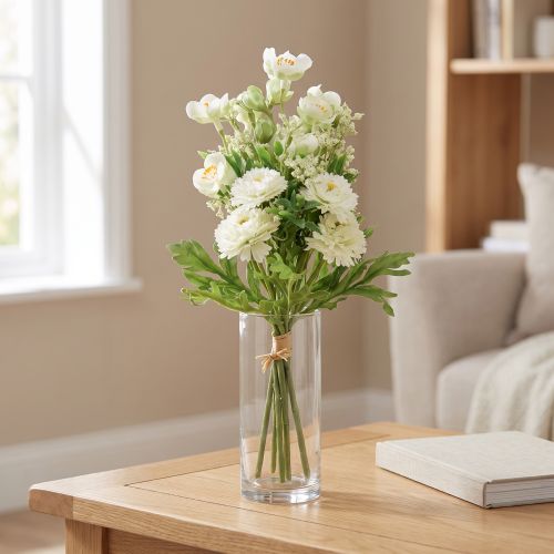 Ramo decorativo de flores artificiales Jazmín Bellis 30cm artificial para decoración de mesa jarrón duradero | Floristik24.es