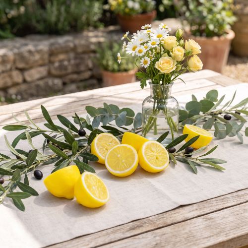 Decoraciones artificiales de limón amarillo, 18 piezas - Mitades de limón realistas | Floristik24.es